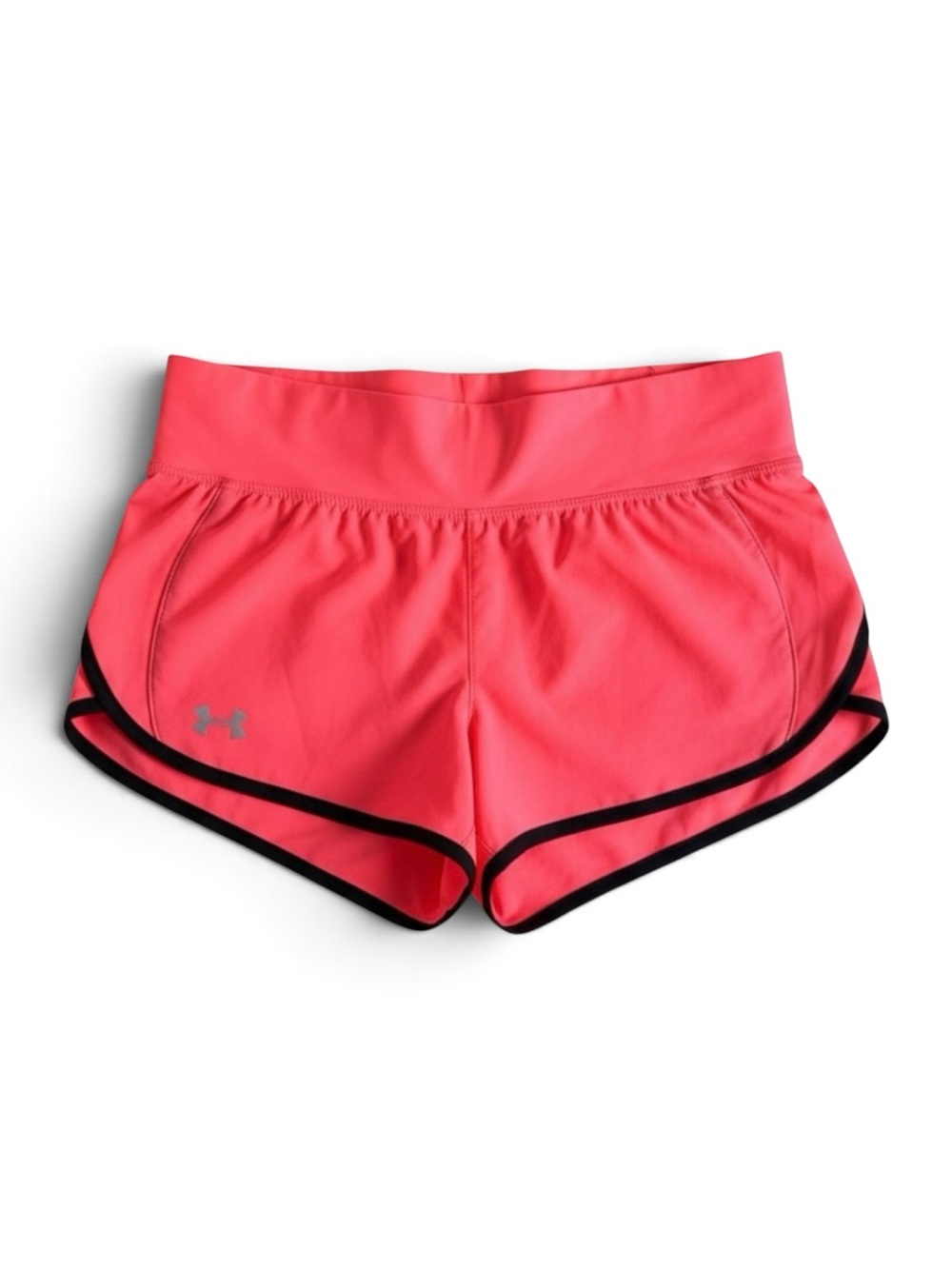 Under Armour HeatGear Lined Running Shorts Zip Pocket Athletic Neon Coral XS